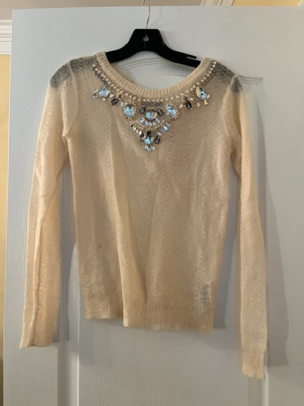 Self‑Portrait Embellished Knit Sweater – US 2